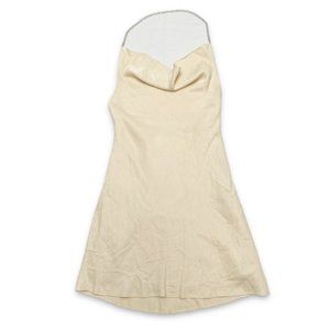 Zara - MIni Cream Dress, Over the Neck Diamond Halter, Size S (Flaws)